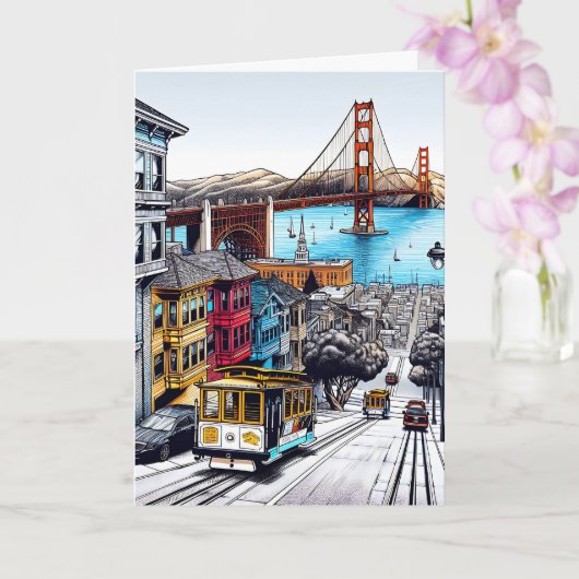 San Francisco, California Comic Book Style Art Karte (Orchidee)