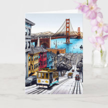 San Francisco, California Comic Book Style Art