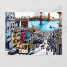 San Francisco, California Comic Book Style Art