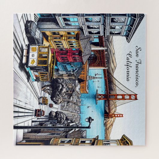 San Francisco, California Comic Book Style Art Puzzle (Horizontal)
