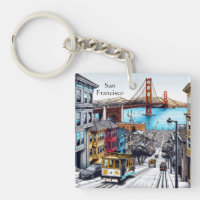 San Francisco, California Comic Book Style Art