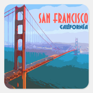 San Francisco California Golden Gate Bridge Quadratischer Aufkleber