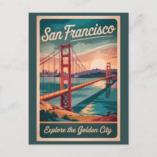 San Francisco California Golden Gate Bridge Travel Postkarte (Vorderseite)