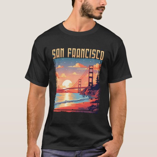 San Francisco California Golden Gate Bridge Vacati T-Shirt (Vorderseite)