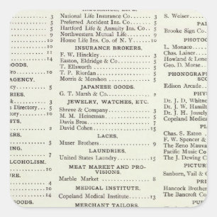San Francisco California Index Quadratischer Aufkleber