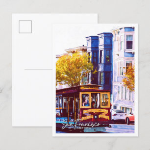 San Francisco California Oil Paint City Landscape Postkarte