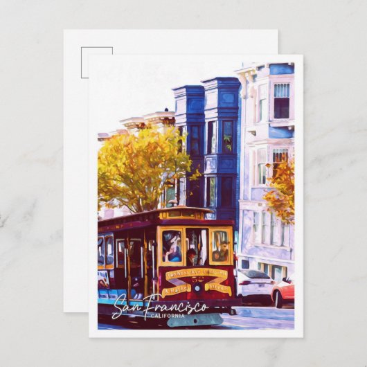 San Francisco California Oil Paint City Landscape Postkarte (Vorne/Hinten)