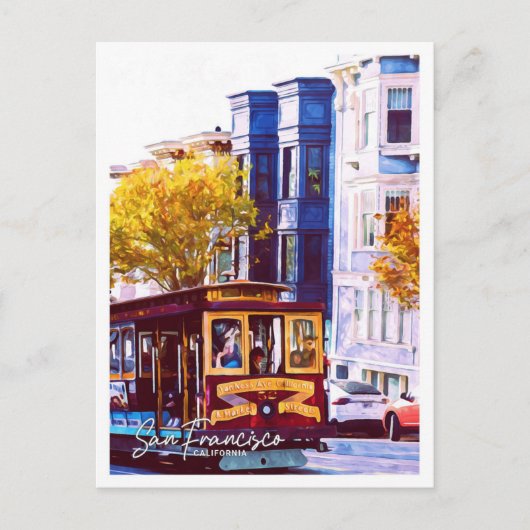 San Francisco California Oil Paint City Landscape Postkarte (Vorderseite)