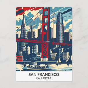 San Francisco California Retro Artwork Travel Postkarte