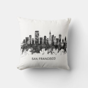 San Francisco California Skyline BW Kissen