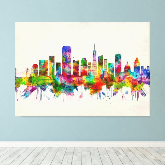 San Francisco California Skyline Leinwanddruck (Insitu (Holzboden))