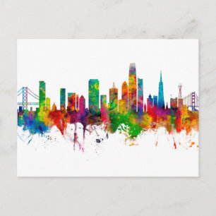 San Francisco California Skyline Postkarte