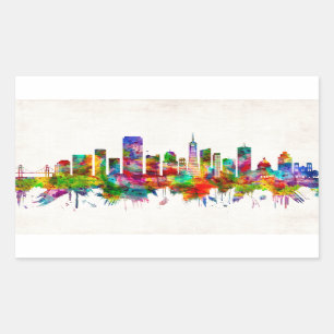 San Francisco California Skyline Rechteckiger Aufkleber