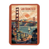 San Francisco California Skyline Travel Art Retro Magnet (Vertikal)