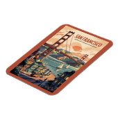 San Francisco California Skyline Travel Art Retro Magnet (Linke Seite)