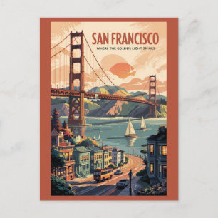 San Francisco California Skyline Travel Art Retro Postkarte