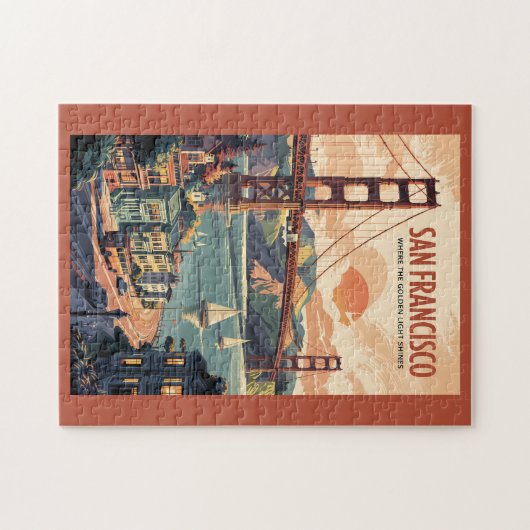 San Francisco California Skyline Travel Art Retro Puzzle (Horizontal)