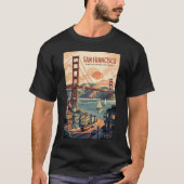 San Francisco California Skyline Travel Art Retro T-Shirt (Vorderseite)