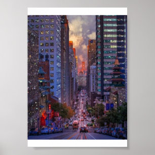 San Francisco California Street Skyline Glitter Poster