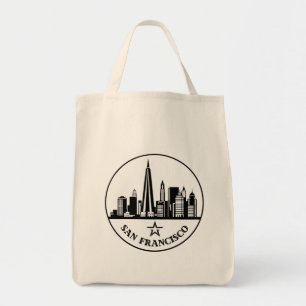San Francisco California Stylized Skyline Tragetasche