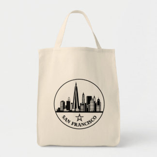 San Francisco California Stylized Skyline Tragetasche