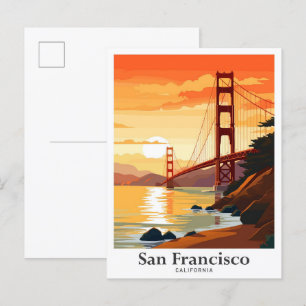 San Francisco California Travel Illustration Postkarte