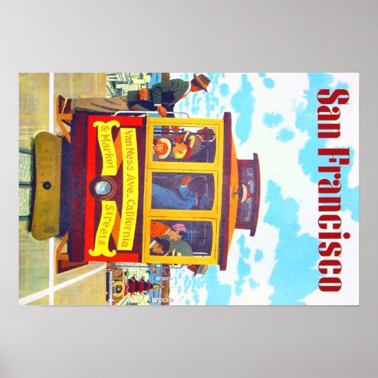 San Francisco California Trolley Car Golden Gate Poster (Vorne)