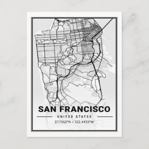 San Francisco California USA Travel City Map Postkarte
