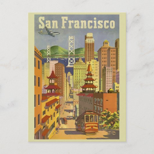 San Francisco California Vintage Travel Poster Postkarte (Vorderseite)