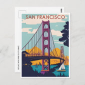 San Francisco California Vintager Urlaub Postkarte (Vorne/Hinten)