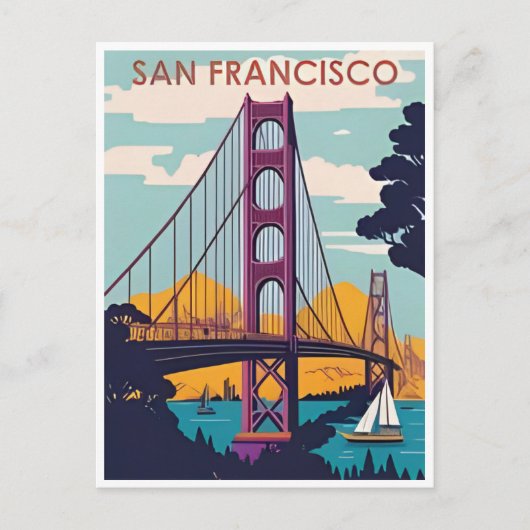 San Francisco California Vintager Urlaub Postkarte (Vorderseite)