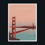 San Francisco California Vintager Urlaub Postkarte<br><div class="desc">Vintag,  Retro,  Reise,  modern,  Aquarell,  Classic,  Alcatraz Island,  San Francisco,  Kalifornien,  Illustration, </div>