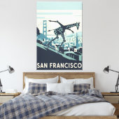 San Francisco canvas print styled in WPA art Leinwanddruck (Insitu (Schlafzimmer))