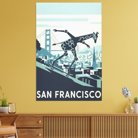 San Francisco canvas print styled in WPA art Leinwanddruck (Insitu (Wohnzimmer))