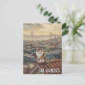San Francisco Cat on rooftop Postkarte (Stehend Vorderseite)