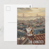 San Francisco Cat on rooftop Postkarte (Vorne/Hinten)