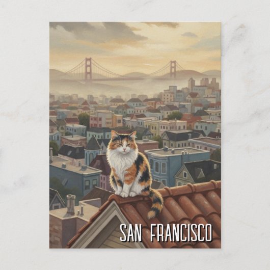 San Francisco Cat on rooftop Postkarte (Vorderseite)