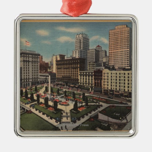 San Francisco, CAUnion quadratische Ansicht Silbernes Ornament (Vorne)