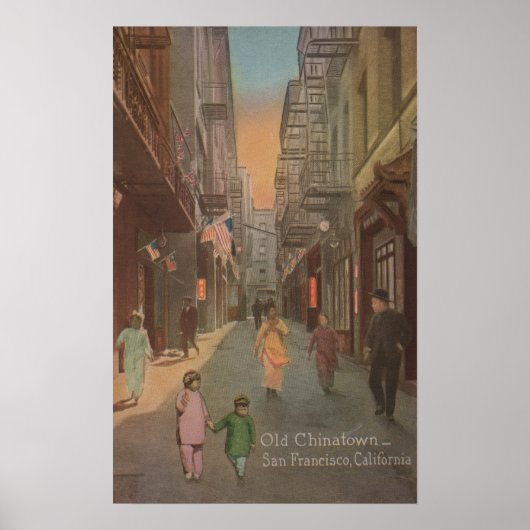 San Francisco, CAView der Old Chinatown Street Poster (Vorne)