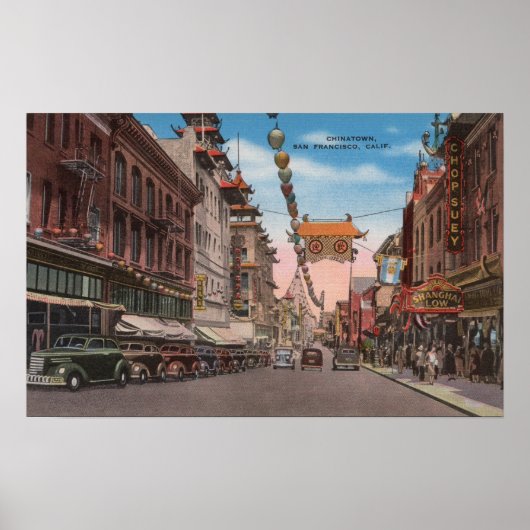 San Francisco, CAView von Chinatown Main Street Poster (Vorne)