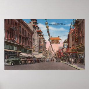 San Francisco, CAView von Chinatownhauptstraße Poster