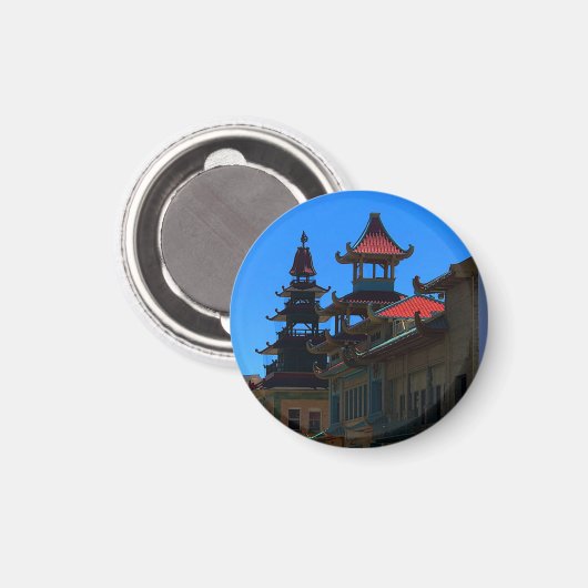 San Francisco Chinatown #10 Round Magnet (Vorderseite/Rückseite)