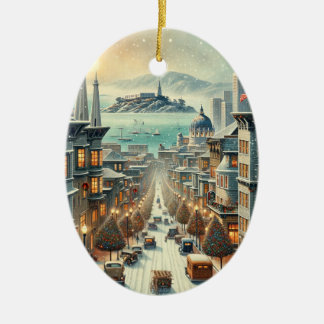 San Francisco Christmas Elegance - Card Keramik Ornament