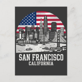 San Francisco City California American Flag Postkarte