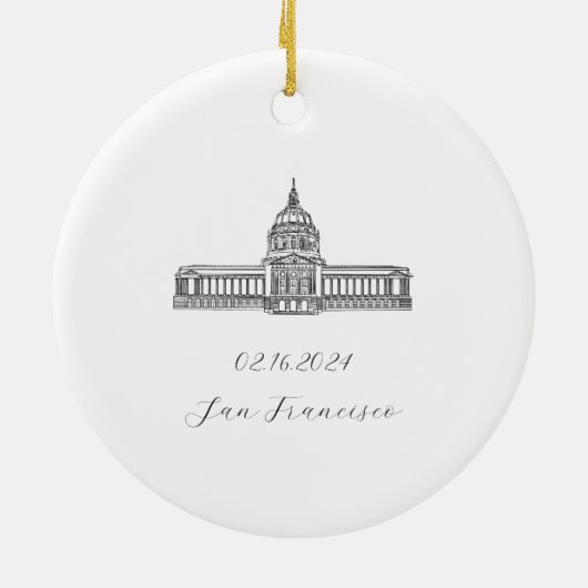 San Francisco City Hall Keramik Ornament (Hinten)