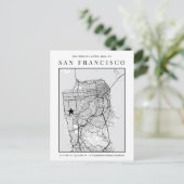 San Francisco City Map + Location Marker Postkarte (Stehend Vorderseite)