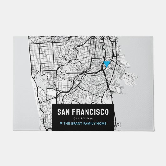 San Francisco City Map + Ort markieren Fußmatte (Vorderseite)