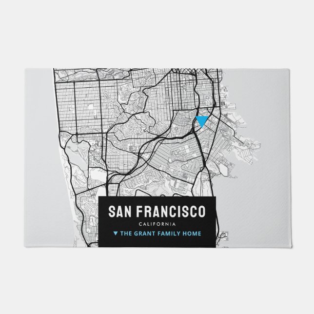 San Francisco City Map + Ort markieren Fußmatte (Vorderseite)