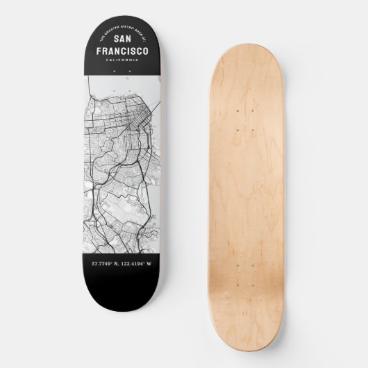 San Francisco City Map Skateboard (Vorderseite)