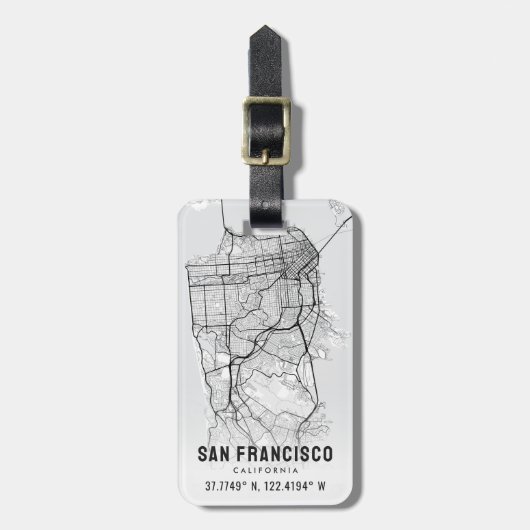 San Francisco City Map Topographie Gepäckanhänger (Vorderseite vertikal)